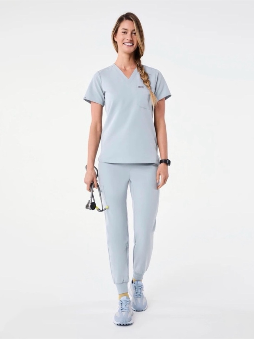 Figs Catarina Scrub Top Powder Blue